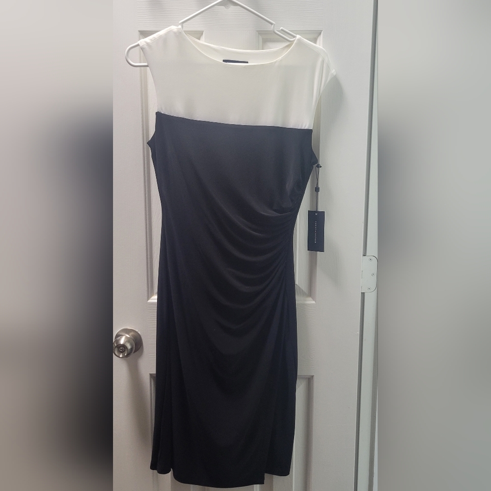 Tommy Hilfiger Black and White Sheath Midi Dress